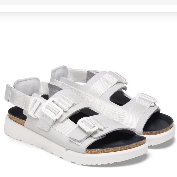 Birkenstock Shinjuku Leather-Textile - White Adjustable Men\'s Sandalsz12 NIB NWT